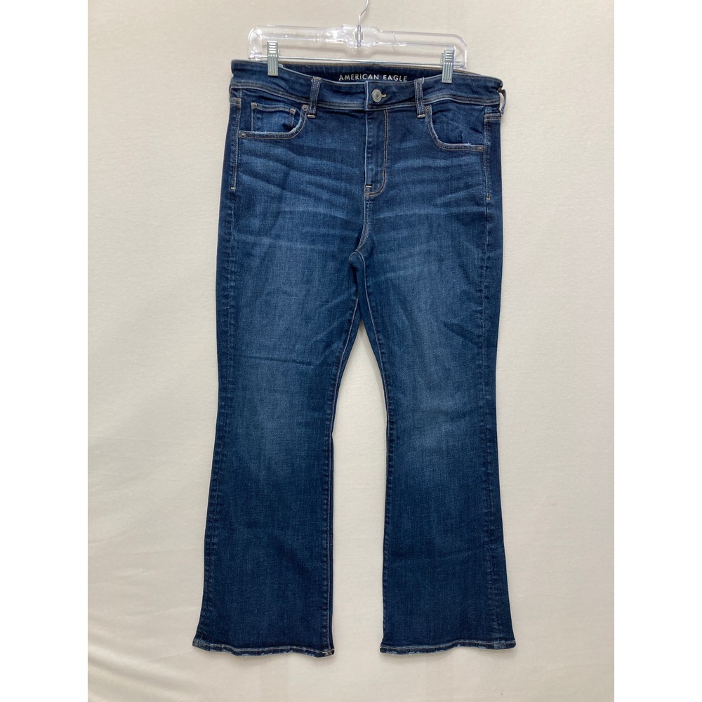 American Eagle Kick Boot Jeans 14 Dark Wash Super Stretch Denim Flare
